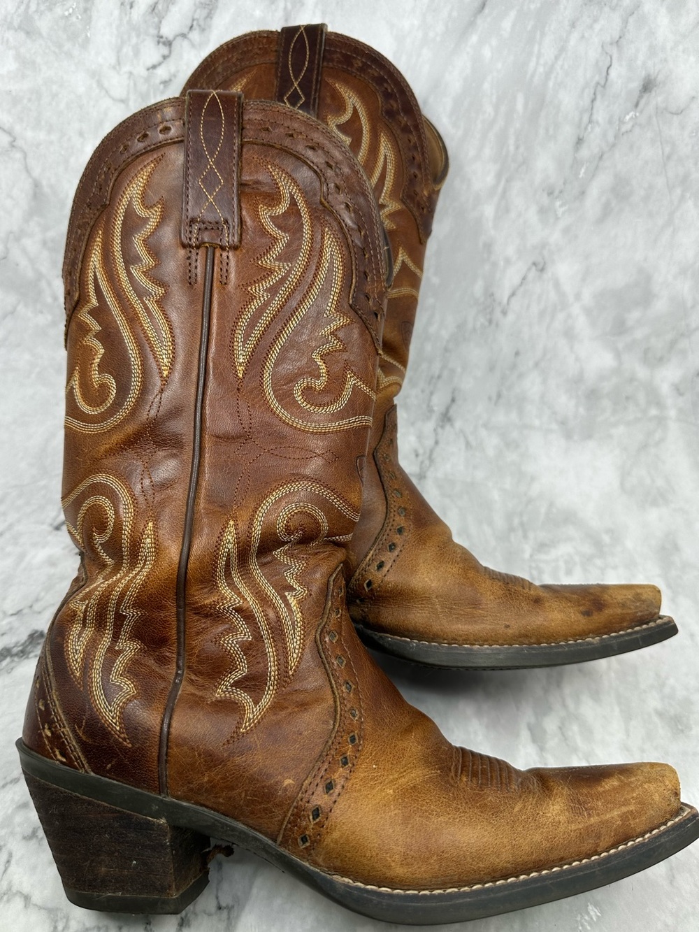 Ariat Brown Leather Western Embroidered Cowboy Boots